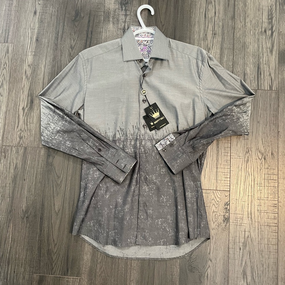 Gray button up dress shirt
